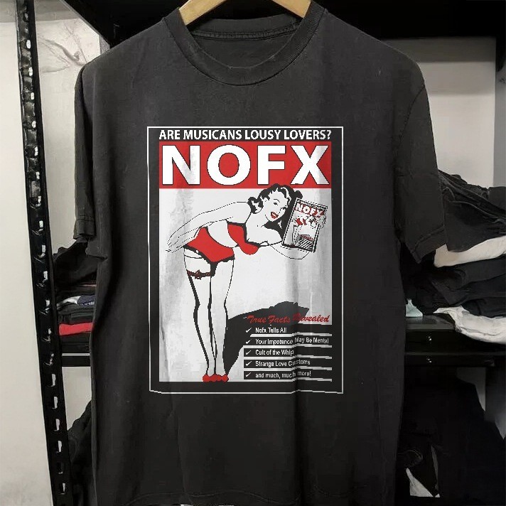 HOT! NOFX 1998Are Musicians Lousy Lovers Punk Black Heavy Cotton T-Shirt