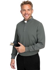 Mens Clergy Shirt Priest Polo Shirts Pastor Shirt Long Sleeves Catholic Shirt