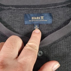 Roark Shirt Mens Medium Gray Thermal Waffle Henley Long Sleeve Knit RK310