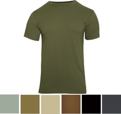 Rothco Solid T-Shirt Army Color Military Short Sleeve Poly/Cotton or 100% Cotton