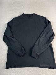 Fear Of God Essentials Shirt Mens Small Black Long Sleeve Logo Tee Streetwear
