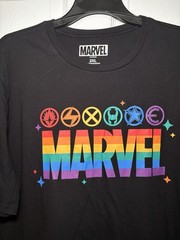Marvel Pride Rainbow Colors Proud Heroes Graphic T Shirt Size 2XL
