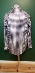 Eton shirt, L, 17 – 43, blue & white gingham, real nice shirt