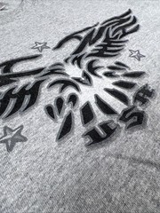 VINTAGE USA Men T-Shirt Y2K American Bald Eagle Stars & Stripes Tee Gray Large