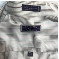 Roberto Villini French Cuff Red Black Pin Stripe Dress Shirt 16 1/2 X32-33