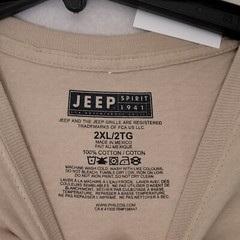 JEEP SPIRIT T SHIRT MENS 2XL XXL BEIGE 1941 VINTAGE CHEROKEE 4X4 FCA OFFROAD NWT