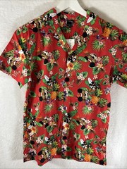 Disney Parks Hawaiian Shirt Beach Mickey Button Small New Cotton Free Ship