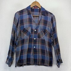 Vintage Forsyth Shirt men’s Small blue Check Plaid 14-14.5 Distressed Loop Rayon