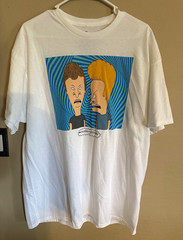 Beavis and Butt-Head Men’s XL White Graphic Print Short Sleeve Crew Neck Tee