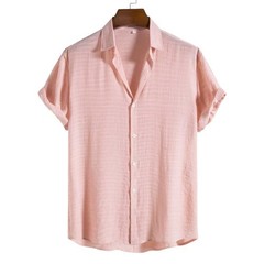 Men’s Cotton Linen Shirt Short Sleeve Casual Summer Breathable Button Top