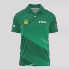 Ping Masters Tournament Golf Polo Shirt Green Gradient Pattern Sports Print 1