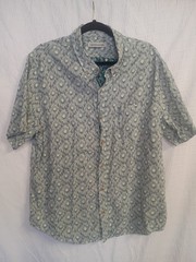 Outerknown Men’s XL Organic Cotton Green Blue Polka Dot Button-Up Shirt Pockets