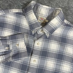 Faherty Lightweight Movement Flannel Shirt Mens Large White Grey Plaid MWS2200