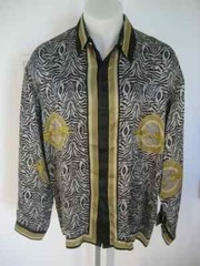 NWOT SETA PER UOMO 100% SILK SHIRT BAROQUE ANIMAL PRINT SIZE 3XLARGE