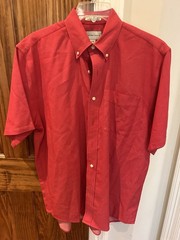 Cutter&Buck M Short Sleeve Button-Down Shirt Red 100% Egyptian Cotton Blend NWOT