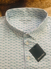 Mizzen+Main Golf Polo Shirt Mens Size Large Trim Island Palms White Green Blue