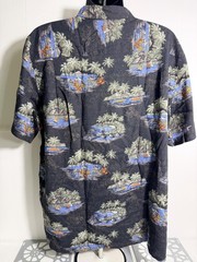 Back Bay Shirt Mens XL Black Hawaiian Tropical Rayon Short Sleeve Button Up