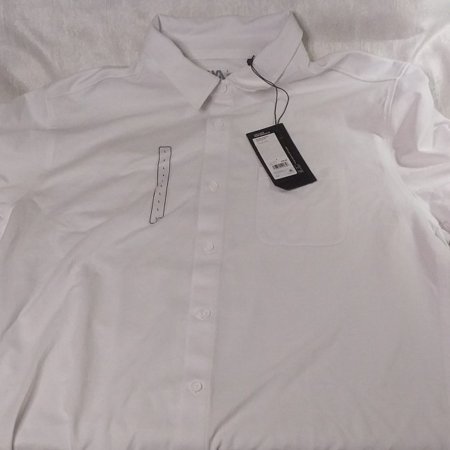 VRST Performance Men’s L Solid White Stretch Woven Pocket Button-Up Shirt