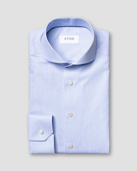 Men Eton Single Cuff Blue Brocade Brocade Shirt Slim Fit Size 43 17