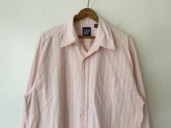 VTG 90s Gap Geometric Diamond Print Button Up Shirt Pink Large