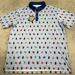 RSVLTS Polo Shirt Men XL Blue Breakfast Balls Its 5 Under Par Stretch Hawaii NWT