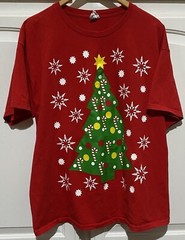 ALSTYLE Red Christmas Tree T Shirt with Snowflakes Holiday Adult Size XL