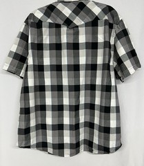 Men’s XXL Shirt Pearl Snaps Black Grey and White Buffalo Plaid Short Sleeve