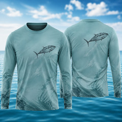 Bluefin Tuna Fishing Long Sleeve Shirt UV Sun Protection for Men