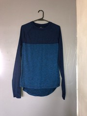 American Eagle Active 360 Extreme Flex Raglan Shirt Mens Blue Long Sleeve Small