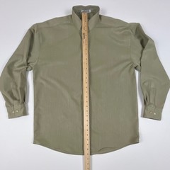 Pavo by Lastrada Mens Mandarin Collar Hidden Placket Shirt Olive Green Medium