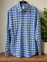Brooks Brothers Mens M Blue Green Plaid Button Up Shirt Non Iron Pima Cotton LS