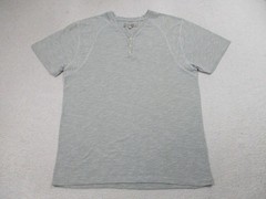 Silver Lake Shirt Mens Medium Gray Henley Short Sleeve Raglan Cotton Blend