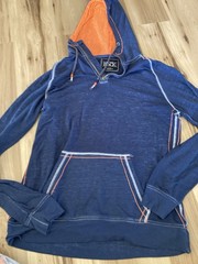 Buckle Black Men’s Blue Hooded Large Quarter Zip Pullover Long Sleeve Shirt