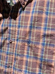 Ariat Pro Series Multi Colored Plaid Flannel Long Sleeve Shirt | Size Large L