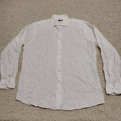 Peter Millar Crown Crafted Shirt Mens Large White 100% Linen Designer Preppy