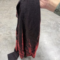 Vehicle Shirt Mens Large Black Red Knit Button translucent y2k disco flames