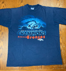 Vintage 1998 NFL Denver Broncos Back To Back Super Bowl 33 Champs Shirt Sz XL