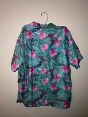 Batman Classic TV Series Shirt Mens M Blue Pink Floral Hawaiian Tropical Beach
