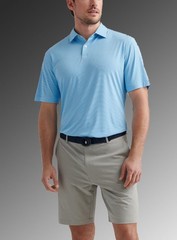 Peter Millar Featherweight Stripe Performance Polo Seaport Blue Men Size Large