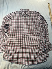 Men’s Banana Republic Red Black Gray Plaid Button Down Dress Shirt L Slim Fit