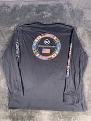Vineyard Vines Men XXL Flags of the World Whale Logo Long Sleeve T-Shirt Navy