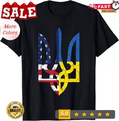 2025/Ukrainian American Flag Symbol Love Support US Ukraine Gift Unisex T-Shirt