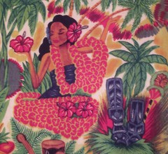 Classic Retro tiki hula girls button-front Hawaiian shirt sz LG Pineapple Connec