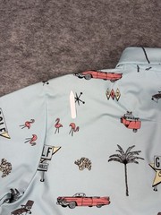 Bad Birdie Polo Shirt Mens L The Drive In Retro Cars Print Performance Golf