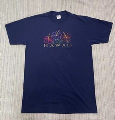 Vintage Hawaii Spell Out Logo Colorful Floral Nature Aloha Shirt Mens Large 90s