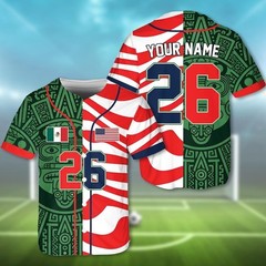 Half Mexico Half USA Baseball Jersey, Mexico USA Jersey Custom Name Number S-5XL