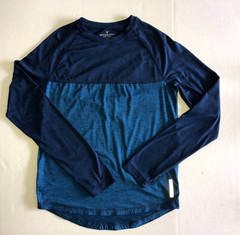 American Eagle Active 360 Extreme Flex Raglan Shirt Mens Blue Long Sleeve Small