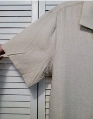 South Beach Linen Blend Shirt Men’s Medium Sand/Beige Camp Collar Short Sleeve