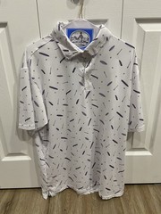 Anderson Ord Golf Polo Mens Large White W/Purple Surfboard Print – Stonewater CC