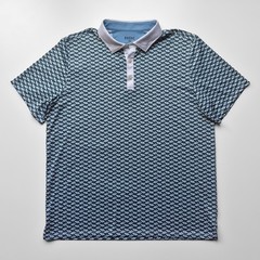 Rhone Men’s XL Navy Green White Geometric UPF 50+ Performance Stretch Golf Polo